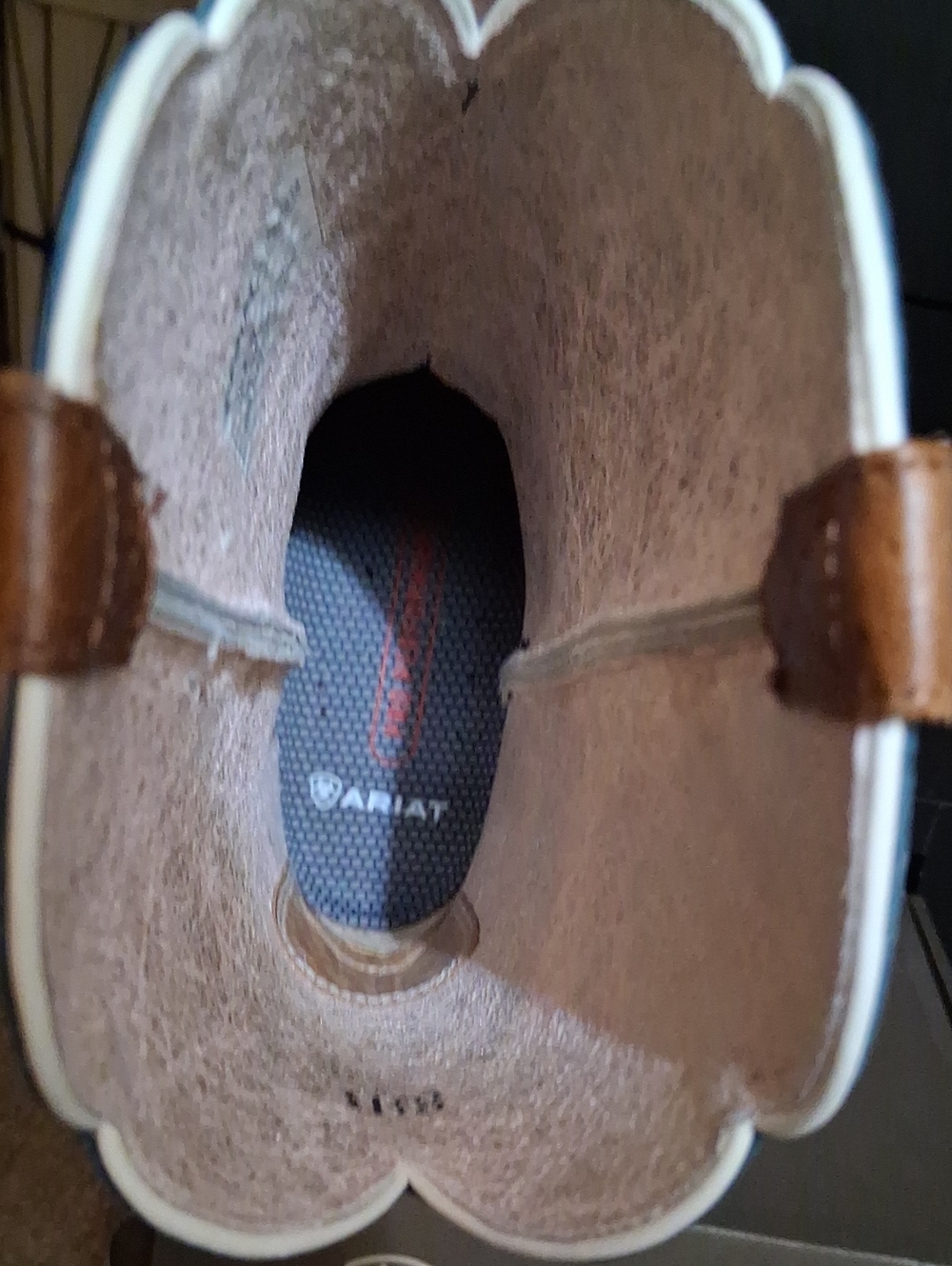Ariat Brown Leather & Blue Embroidered Western Cowboy Boots - Picture 6 of 6